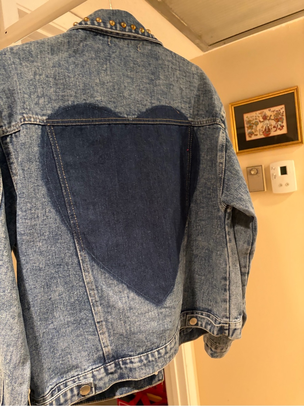 Pastels Blue Denim Jacket with Multicolor Gem Accents Size L - Picture 7 of 8